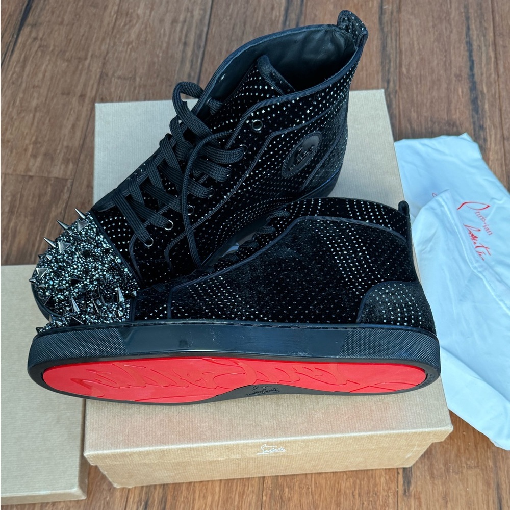Up for sale! Christian Louboutin Black suede velvet Sneakers size 46